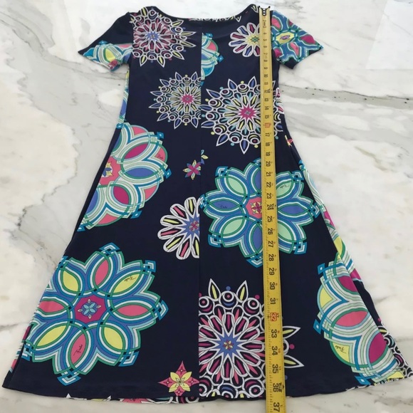 EMILIO PUCCI NAVY FLORAL MULTI PRINT DRESS SIZE IT 40 / US 6 - Picture 10 of 13